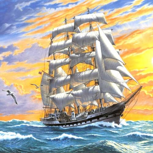 Diamond Painting Scenery Sailboat Sea 5d Diy Mosaic Full Square Round Drill Diamant Of Rhinestone Daimond Embroidery Pictures