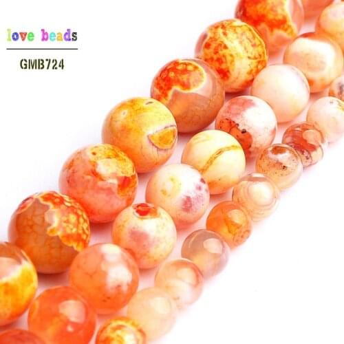Orange Fire Stripe Agates Beads Round Loose Beads for Jewelry Making DIY Beads Bracelet 15'' Strand 6/8/10mm