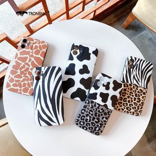 Zebra Cow Leopard Phone Case for iPhone 12 Pro Max Mini Soft Black Matte Luxury Giraffi Animal Cases for iPhone 11 Pro Max Cover