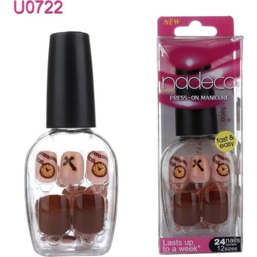 FOREVERJASMINE Nail Polish Tips Brown Strip Nail Self-Adhesive Fake Finger Nail False Artifical Full Cover Nail French Manicure