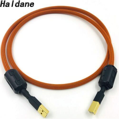 Haldane HIFI 4 cores Single Crystal Copperr USB Cable DAC A-B Digital USB 2.0 Type A to B Male Audio Cable(Orange)