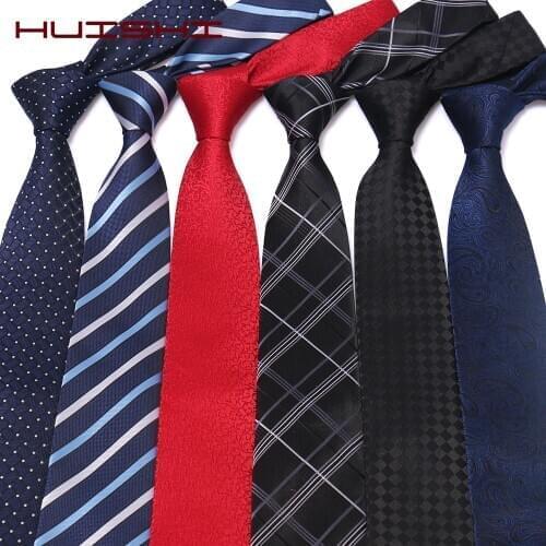 HUISHI Business Ties For Men Classic Skinny Necktie Wedding Dress Fashion Plaid Stripe Dot Cravate Neck Tie Shirt Accessories