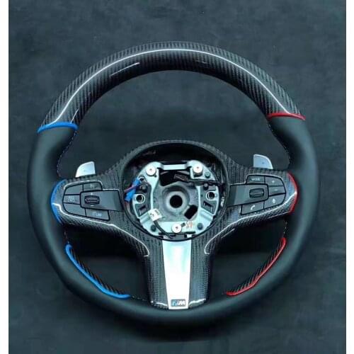 Cuatomized Forged Carbon Fiber Steering Wheel Alcantara Leather compatible for BMW M3/M4/M5/M6 2014-2020