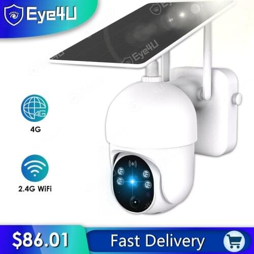 1080P Surveillance Solar Camera WiFi 4G PTZ Security Outdoor CCTV IP Camera Two Way Audio Auto Tracking Color Night Vision