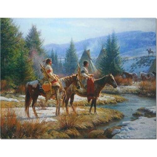 Indian Ride Horse diamond embroidery American ancestor Native full square diamond painting 5d diy puzzle wall sticker FS106