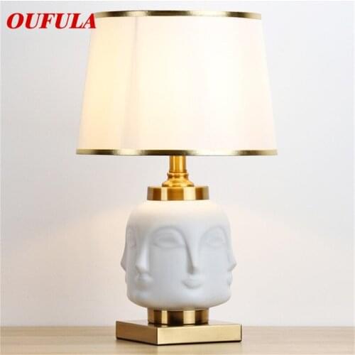 OUFULA Ceramic Table Lamps Desk Luxury Modern Contemporary Fabric for Foyer Living Room Office Creative Bed Room Hotel