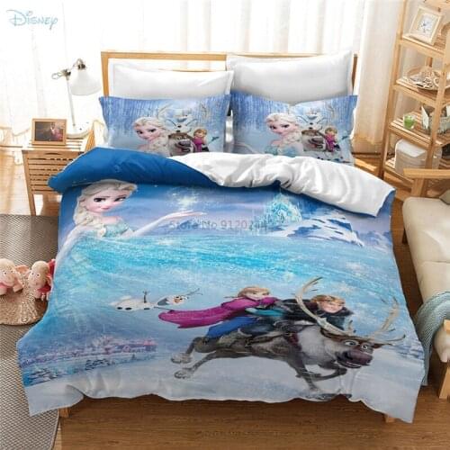 New Popular Disney Frozen Bedding Set Cartoon Queen King Size Bed Linen Twin Full Duvet Cover Set Pillowcases For Kids Children