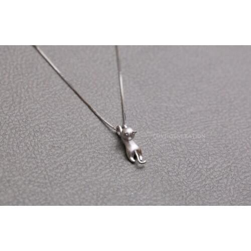 Korean fashion style cute cat necklace set s925 sterling silver jewelry with popular accessories for charming female birthday