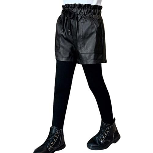 Girls Pants Leather Childrens Pants For Girls Casual Style Children Cake Pants Spring Autumn Childrens Clothes