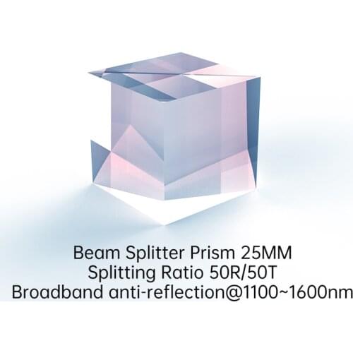 Beam Splitter Prism Optical Dichroic Prism Light Separation K9 Cube Beam Splitter Prism 25MM Split Ratio 50R/50T Cube Dichroic