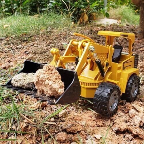 Remote Control Simulation Excavator Engineering Car Model Children Toy Gift Bulldozer Model USB Charging Toys New Year Gifts
