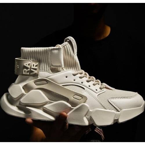 Mens Sneakers Heighten Fashion Men Casual High-top Shoes Autumn 2021 New Plus Size White Sneakers Damping Tennis Shoes