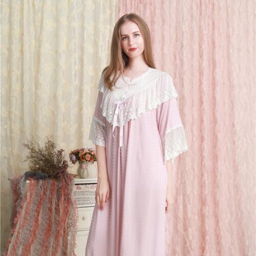 Home Dress Women Sleepwear Lace Cotton Nightgown Romantic Long Nightgowns Plus Large Size Lady Night Gown