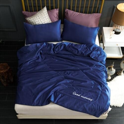 The solid color and embroidered silk washed summer duvets that brings soft silky experience in the air conditioning environment