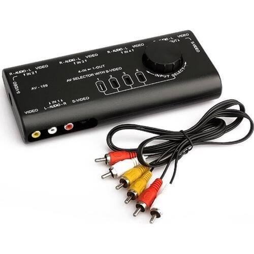 Practical AV Audio Video Signal Switcher 4 Input 1 Output Switch for TV game player for XBOX Playstation 2 with RCA cable