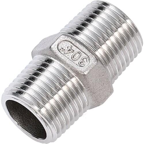 1/8" 1/4" 3/8" 1/2" 3/4" 1" 1-1/4" 1-1/2" BSP Male to Male Thread Hex Nipple Threaded Reducer Pipe Fitting Stainless Steel 304