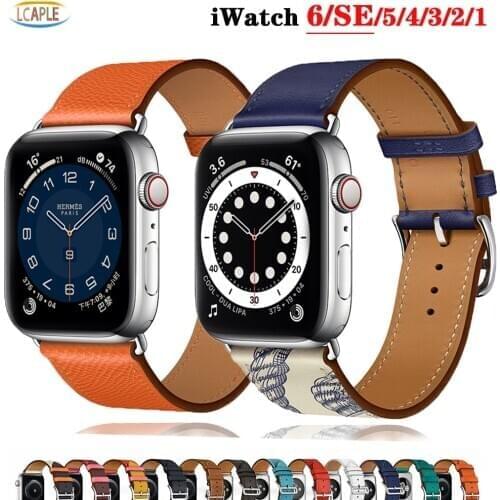 Strap for apple watch band 44mm 40mm correa iWatch bands 38mm 42mm belt Genuine Leather bracelet watchbands for series 6 5 4 3