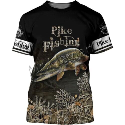 Fashion Animal Pike Fishing Art Camo Men/Women Leisure O-neck T-shirt 3D Print Streetwear / T shirt / Beach Shorts / Tank S-161