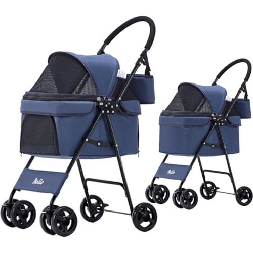 Foldable Pet Stroller Cats Carrier Pet Carrier Bag 2 in 1 Baby Stroller Portable Breathable Dog Cat Trolley Four Wheeled Brake