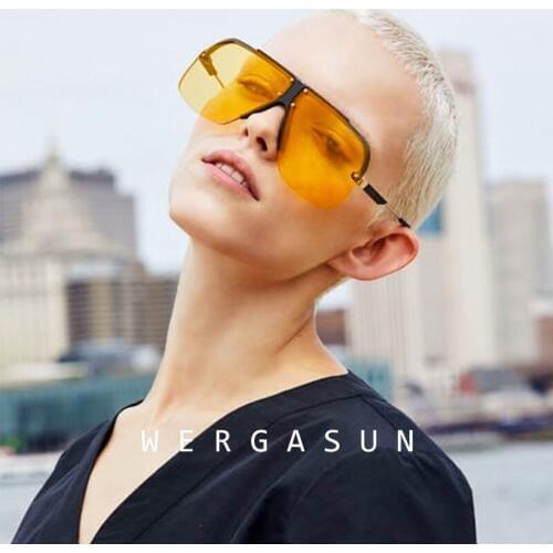 WERGASUN New Brand Designer Fashion Sunglasses Womens Oversized Pilot Sun glasses For Women Luxury Shades Lunettes Femme UV400