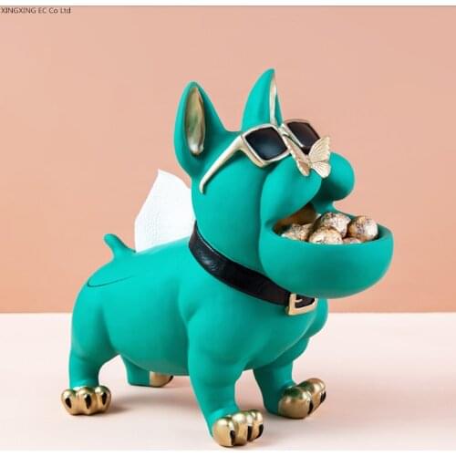 Modern Living Room Home Decoration Accessories Creative Animal Sculpture Dog Tissue Box Snack Candy Tray Key Storage Decoration