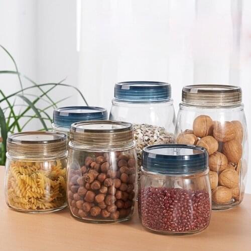 Food Grade Glass Storage Jar Tea Honey Empty Cookie Cereal Grain Nordic Storage Jar Kitchen Bocal En Verre Household Items DG50P