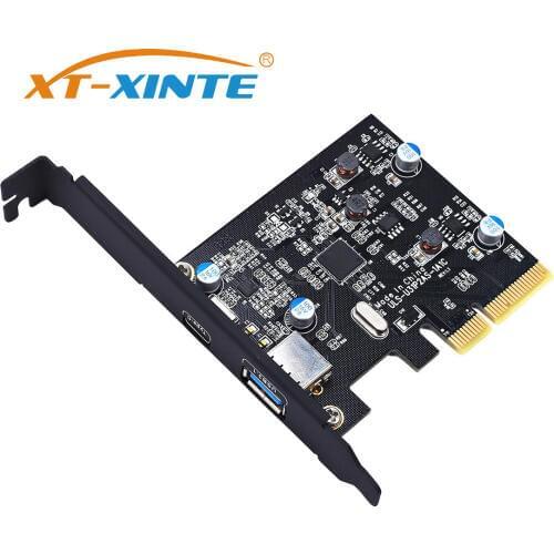 XT-XINTE External USB 3.1 10Gbps PCI Express Riser Card 1x Type C & 1x Type A USB 3.0 Port Expansion Adapter for Miner PC