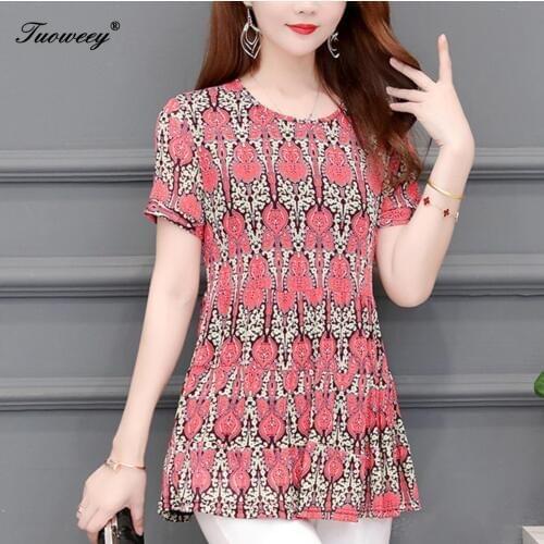 Women floral Blouse large size casual New 2020 elegant Casual plus size 5XL shirt loose o neck Women tops blouse
