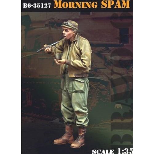 1/35, Morning Spam, Resin Model Soldier GK, Military theme of World War II, Unassembled and unpainted kit