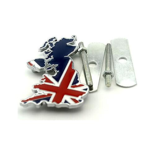 1X England Union Jack Flag Car Front Grill Grille Emblem for Jaguar VW MINI COOPER Car Styling