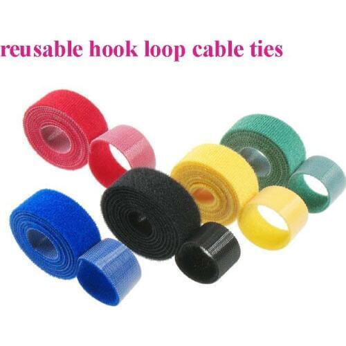 2cm*5M Hot Reusable nylon Cable Ties back to back tie strap Magic Tape hook loop fastener cable wire management thin hook ties