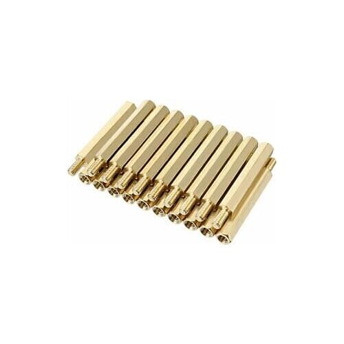 20pcs M3 28+6mm Female Male Thread Brass Hex Standoff Spacer Screws PCB Pillar