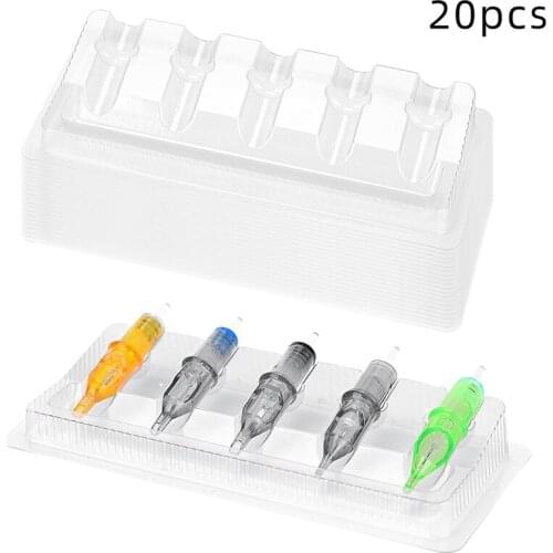20Pcs Plastic Disposable Tattoos Transparent Ink Cartridge Needle Holder Bracket Tray Tank Portable Supplies DIY Body Tattoo Art