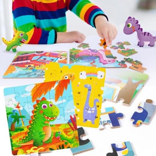 24Pcs/Set Novelty Jigsaw Toy Animal Pattern Logical Thinking Training Density Board Assembled Jigsaw Puzzle Toy Birthday Gift