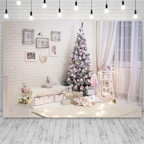 Avezano Merry Christmas Tree Backdrop Winter Curtain Toy Light Flower Indoor Decoration Photographic Background For Photo Studio