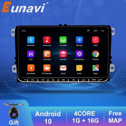 Eunavi 9" 2din Car Radio Android 9.0 GPS Navi Car Multimedia Player For VW Volkswagen Golf Polo passat b6 B7 Touran Car Stereo