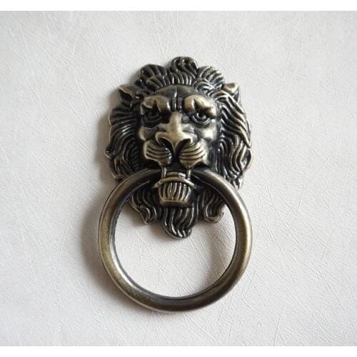 Large Lion Drawer Knobs Dresser Drop Pulls Rings / Antique Bronze Lion Head Door Handle Cabinet Handle furniture Hardware