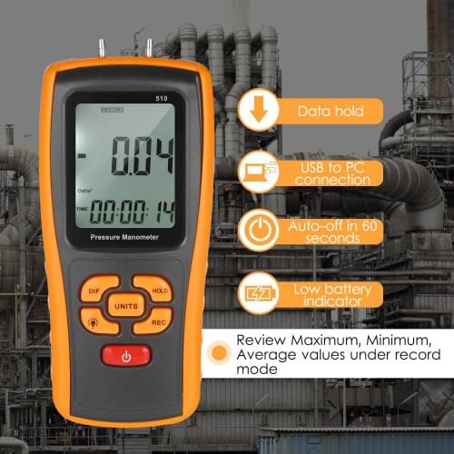 Digital Manometer ±10 kPa Air Pressure Meter Differential Pressure Gauge Micromanometer for Gas Valves Pressure Switches Vacuum