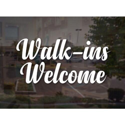 Cheap sale glass vinyl sticker Walk-ins Welcome quotes Decal Elegant Sign Salon Window Door Fancy Script Business Sign BS02
