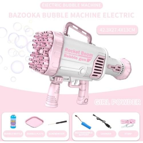 Kids Gatling Bubble Gun Toy 44-Hole Charging Electric Automatic Bubble Machine Summer Outdoor Soap Water Boy Girl Toys