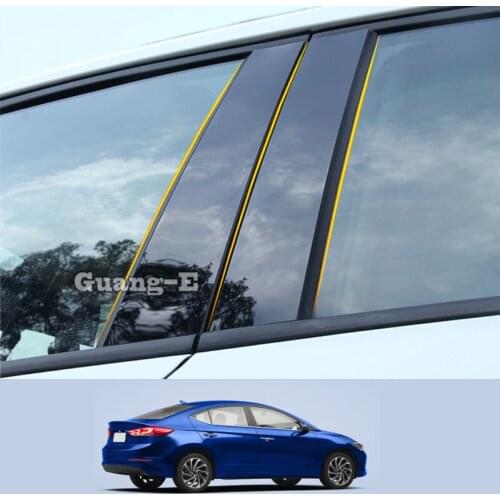 For Hyundai Elantra Avante 2016-2022 Car PC Material Pillar Post Cover Door Trim Window Piano Black Molding Sticker Plate