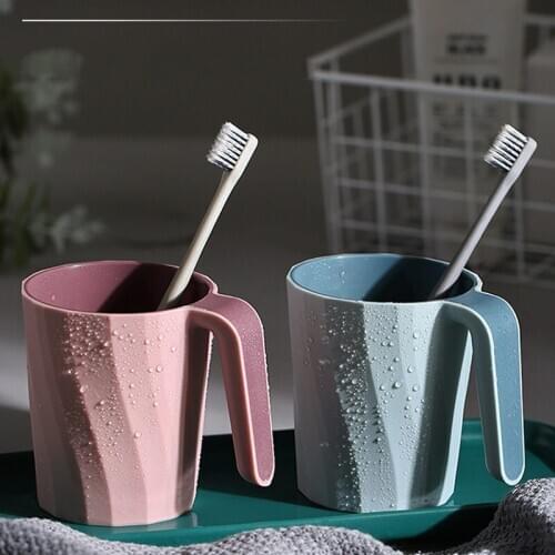 Double layer Wash Cup with handle and thread simple household Wash Cup creative couple Bathroom toiletries U3