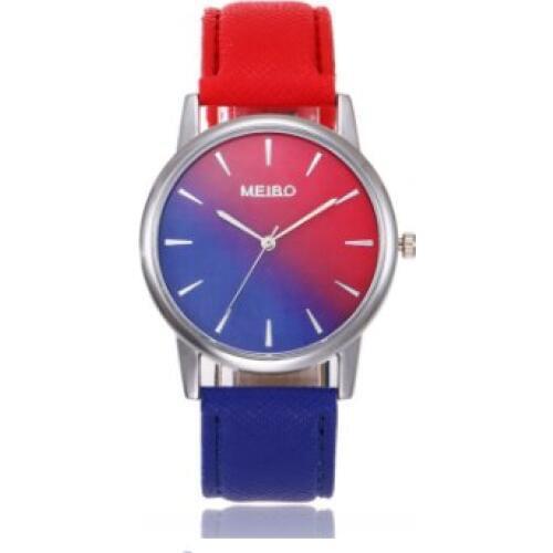 Korean fashion trend fresh belt watch two color watch with candy color gradual change mens and womens watches