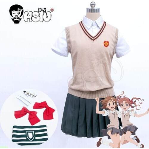 Misaka Mikoto Shirai Kuroko Costume HSIU Toaru Kagaku no Railgun cosplay Girls School Uniform Send hair accessories armband