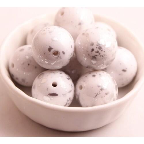 Kwoi vita 20mm 100pcs White Color Splash Acrylic Splatter beads for Chunky beads Necklace Jewelry