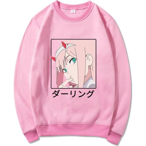 Hot Anime Darling In The Franxx Zero Two Printed O-neck Oversized Cotton Tops Classic Unique Couple Style Clothing sweatshirts