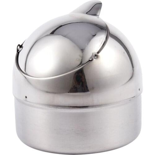 Metal Cylinder Cigarette Cigar Ashtray Silver Tone