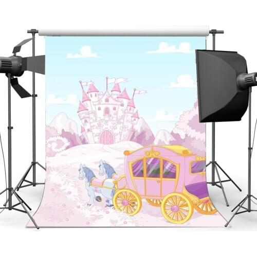 Sweet Baby Shower Backdrop Fairytale Castle Pumpkin Carriage Fantasy Dreamy Cartoon Photography Background