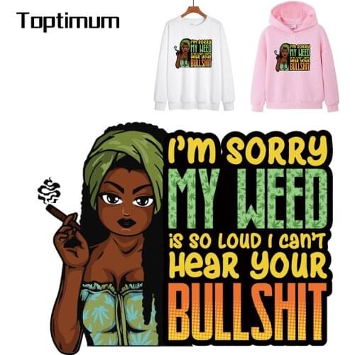 Cool Girl Transfers For Clothing Diy Vinyl Appliqued Fashion Heat transfer iron on sticker for fabric Tops Patches i am sorry