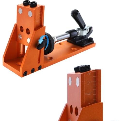 Pocket Hole Jig 9.5mm Dowel Jig Aluminum Alloy Hole Drill Guide With Quick Fixed Clamp Base For Drilling Woodworking Tools